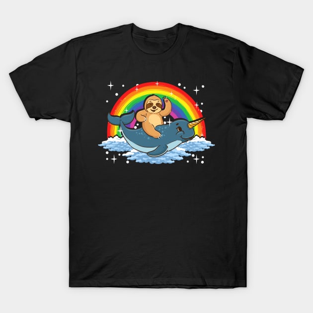 Sloth Riding Narwhal Adorable Unicorn Of The Sea T-Shirt by theperfectpresents